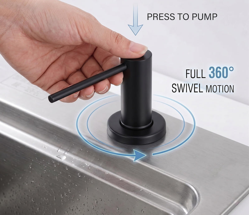 Soap Dispenser for Kitchean Sink, Built in Black Soap Dispenser Stainless Steel Soap Pump with 40" Extension Tube and 500ml Bottle Easy to Refill