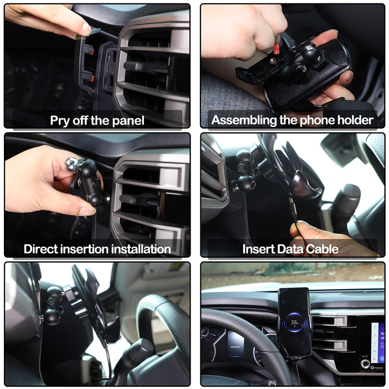 Car Dashboard Phone Holder Compatible with Toyota Tundra/Sequoia 2022-2025 Car Center Console Dash Panel Clip Cell Phone Holder Multifunctional Phone Mount Phone Stand Accessories Fits All Smartphones Type-B(Right)