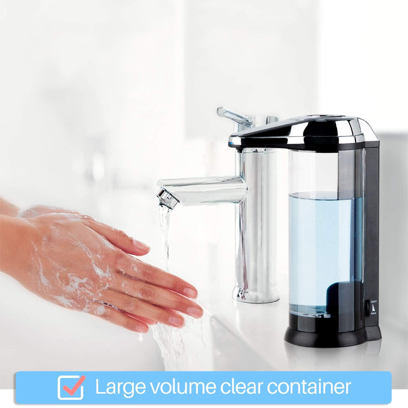 Secura 17oz Automatic Liquid Soap Dispenser, Touchless Battery Operated Hand Soap Dispenser with Adjustable Soap Dispensing Volume Control Dial, Personal Care Dispenser (Chrome) 500ml Chrome