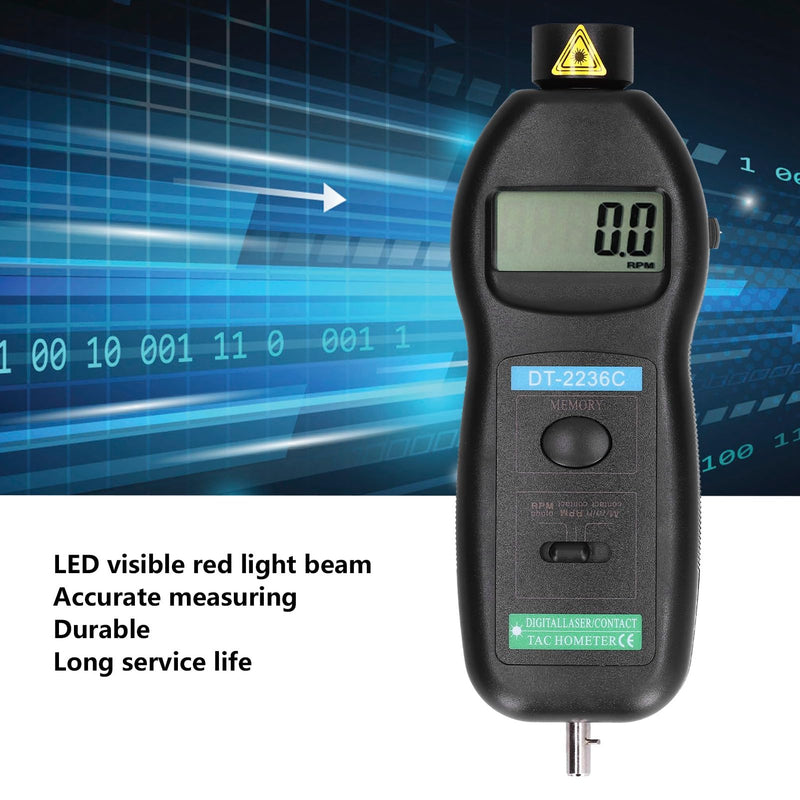 DT2236C Digital Photo Tachometer Pocket Rotation Digital Speed Tach Tester for Automobile Maintenance, 0.5-19999rpm, Non 2.5~99999rpm