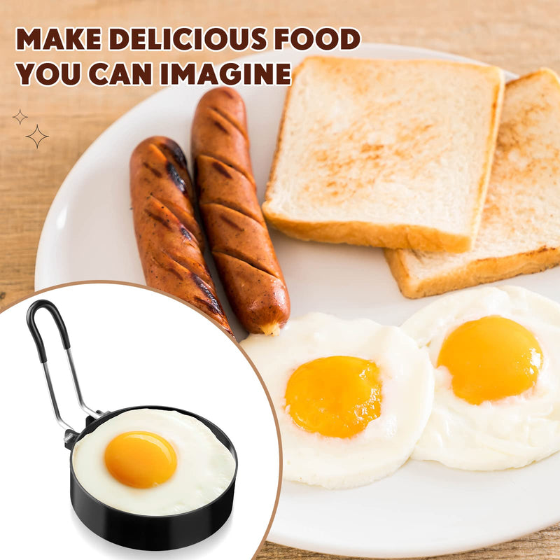 Yaomiao 12 Pcs Egg Rings for Frying Griddle Nonstick Pancake Mold Stainless Steel Egg Mold Portable Round Shaper with Handle for Cooking Griddle Camping Breakfast(3 Inch) 3 Inch