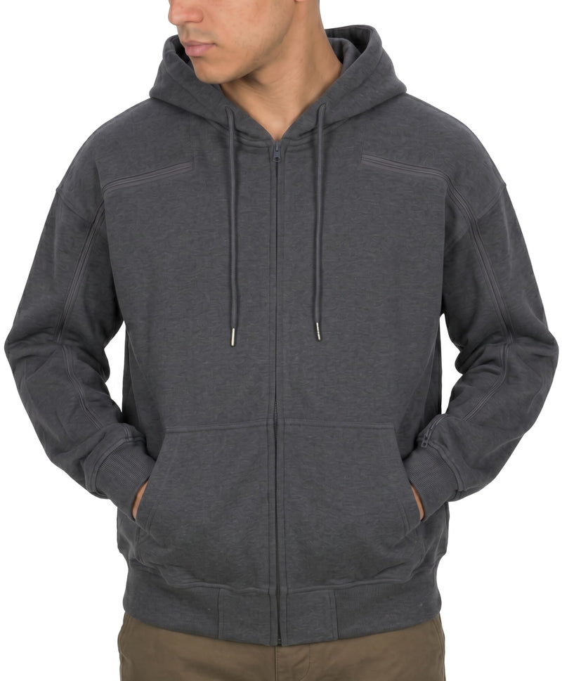 95% Cotton Full-Zip Hoodie with Full-Arm Access | Dialysis, Chemo & IV Infusion Sweatshirt | Unisex Relaxed Fit 3X-Large Gray