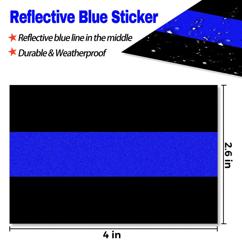3 Pack Reflective Police Thin Blue Line Bumper Decal Stickers 4" x 2.6" | Compatible with Cars & Trucks, Honoring Police Law Enforcement Vinyl Window Laptop Tape