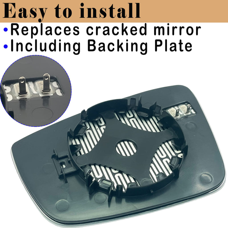 Vw Passenger Side Heated Mirror Glass Compatible with 2011-2018 Volkswagen VW Passat Mirror Glass Beetle Jetta Power Convex Right Side Mirror Glass with Rear Holder