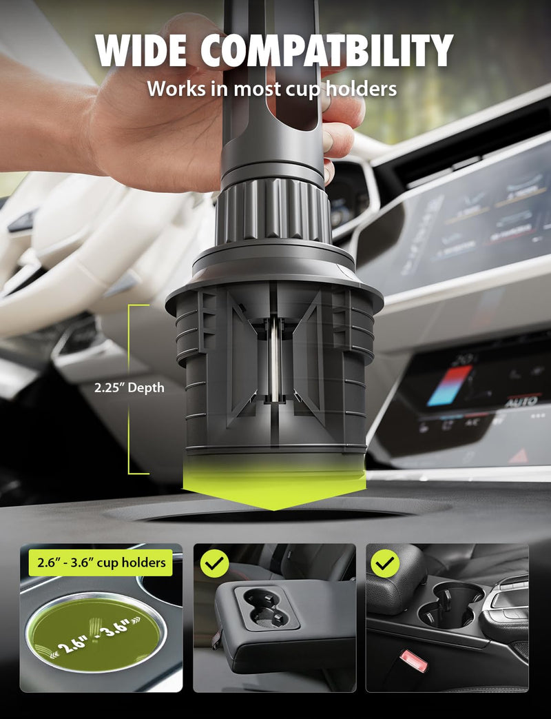 Bracketron TripGrip Cup Holder Phone Mount for Trucks, 360° Expandable Base | TripGrip cup holder phone holder with one-click release, expandable base securely holds smartphones & GPS devices up to 4.2"