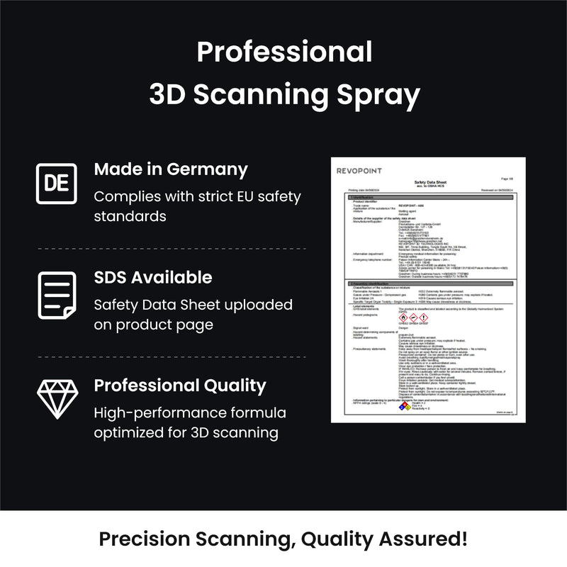 Revopoint 3D Scanning Spray for 3D Scanners, No Cleaning Needed, for Transparent, Reflective or Highly Textured Surfaces Objects, 500ml, AB6 White
