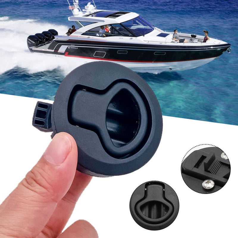 MDEOOSKY 4PCS Boat Latches, 2" Slam Latch Hatch Round Pull Marine, Boat Flush Pull Hatch, Latch Locking for Boat, Handle Round Deck Hatch, Black