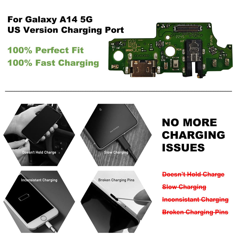 Charging Port Replacement Kit Compatible with Galaxy A14 5G US Version, Dock Board USB-C Connector Only for A14 5G SM-A146U/U1/W/P, with Instruction Manual, Toolkit
