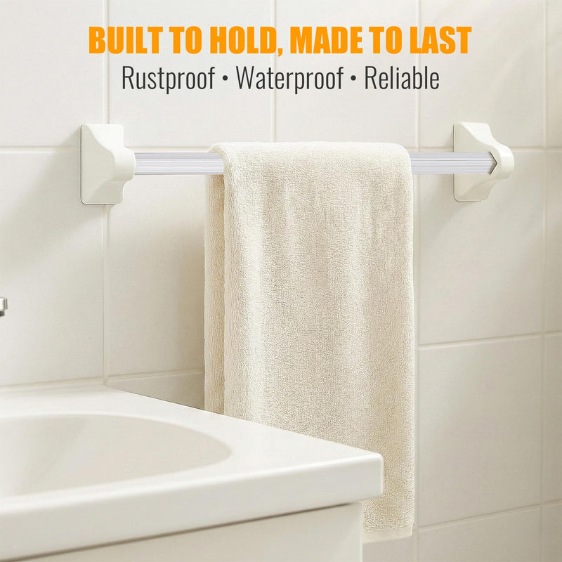 24 Inch Clear Replacement Towel Bar for Ceramic Holder - Cut to Fit Any Size, Spring Loaded Adjustable Plastic Towel Rod for Porcelain Holders, No Demolition Installation