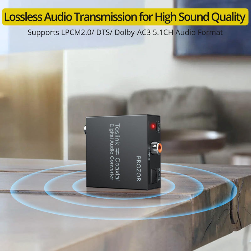  [AUSTRALIA] - PROZOR 192K Bi-derectional Coaxial Optical Converter, Optical SPDIF Toslink to Coaxial, Coaxial to Optical SPDIF Toslink, Support DTS/Dolby-AC3, Bi-derectional Digital Splitter with Optical Cable