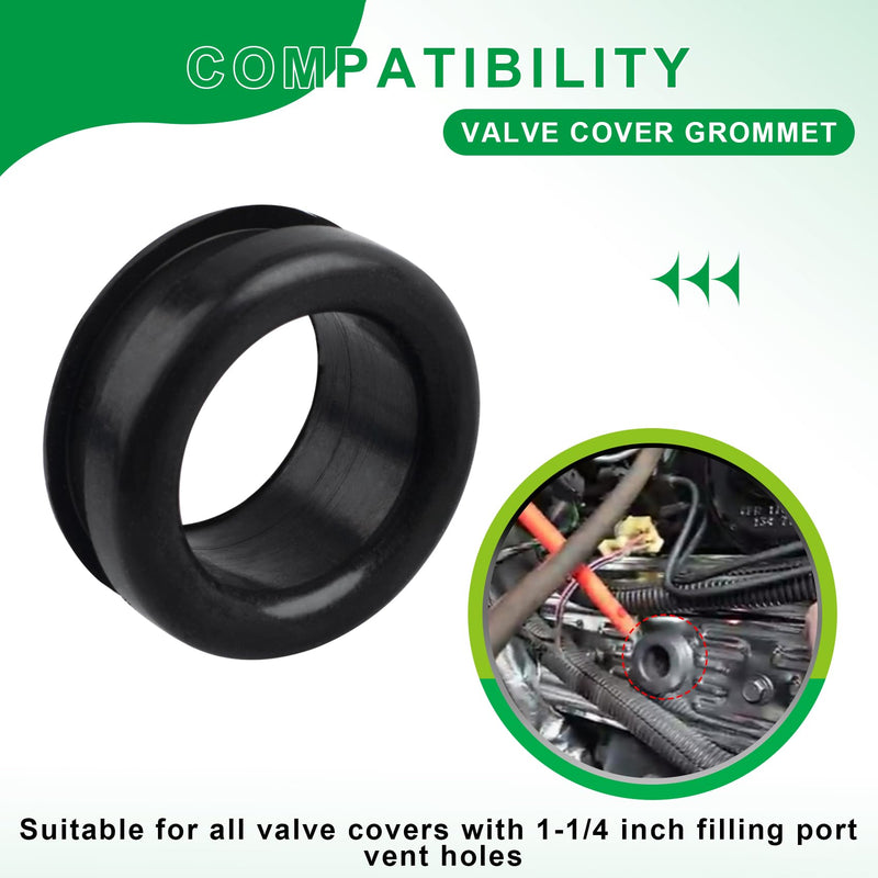 5339 PCV Valve Grommet, Rubber PCV Breather Grommets for All Valve Covers with 1-1/4 Inch Filler-Breather Holes, Performance 5339 PCV Breather Grommet, PCV Grommet, 2 Pack