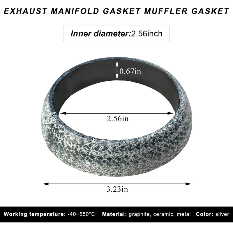 ID 65mm Car Exhaust Gasket, High Grade Graphite Exhaust Flange Gasket Muffler Ring, Universal Leakproof Manifold Downpipe Exhausts Donut Gaskets Replacement for SUV Truck RV