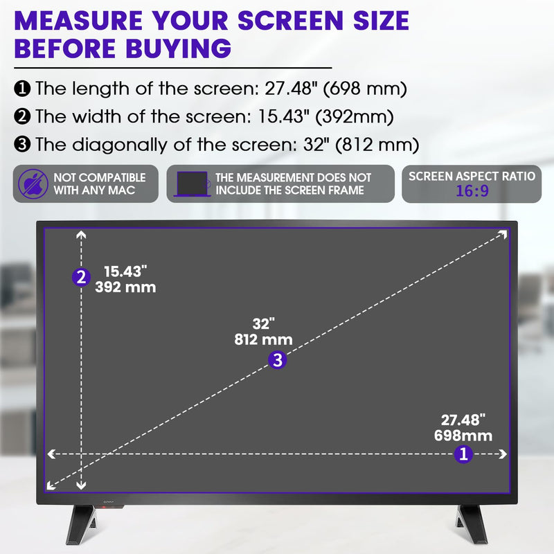 F FORITO 32" 16:9 Anti Blue Light Anti Glare Matte TV Screen Protector