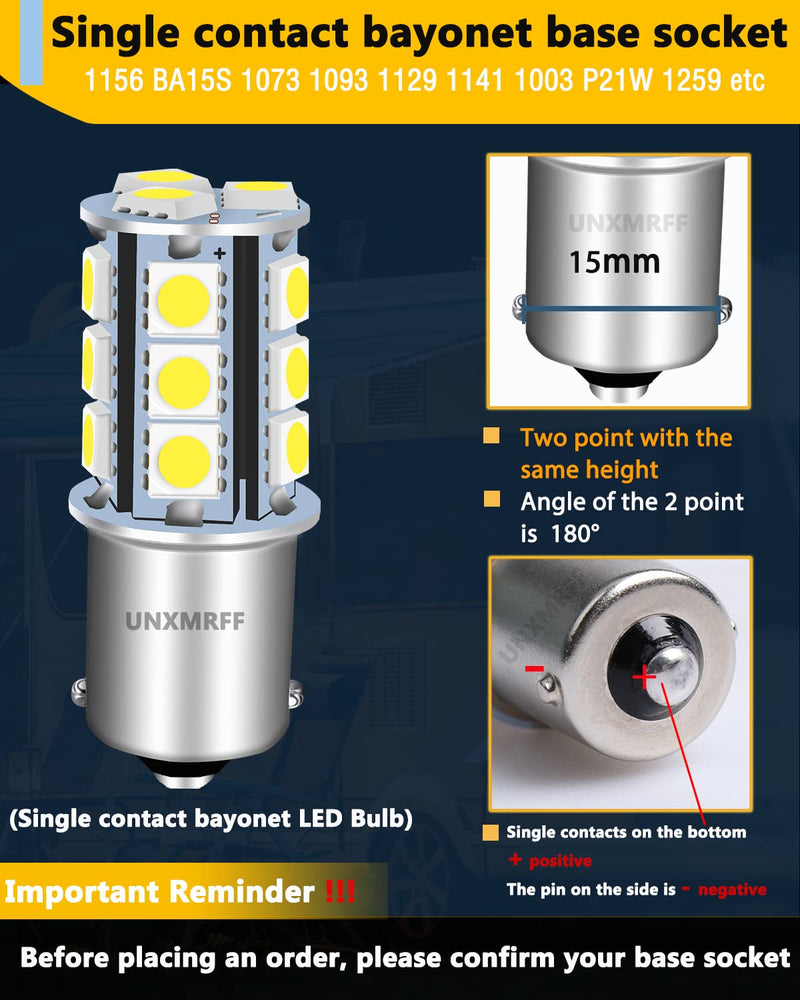 UNXMRFF 1156 LED Bulb White Super Bright 1073 1003 BA15S 7506 1141 LED Bulbs 5050 18-SMD Replacement for 12V RV Interior Ceiling Dome Light/Travel Trailer/Boat Indoor/Camper Light Bulbs (Pack of 6) 6PCS