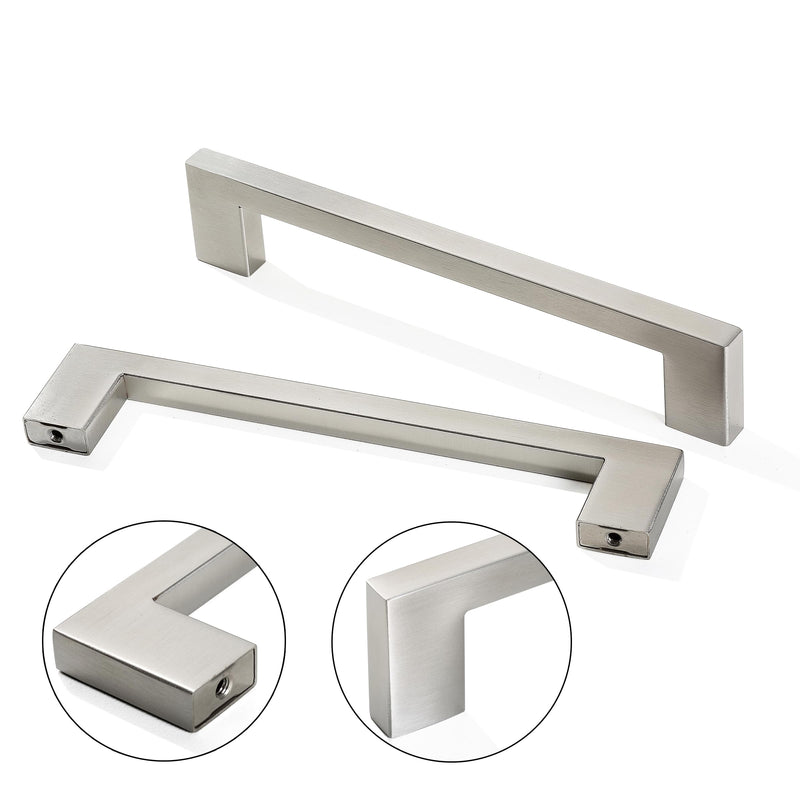 Cabinet Pulls Brushed Nickel Cabinet Handles Square Drawer Pulls, 10 Pack 7-1/2 Inch Stainless Steel Kitchen Door Cupboard Cabinet Handles, Drawer Hardware Handles, 192mm Hole Centers 7-1/2 inch Hole Centers(192mm)