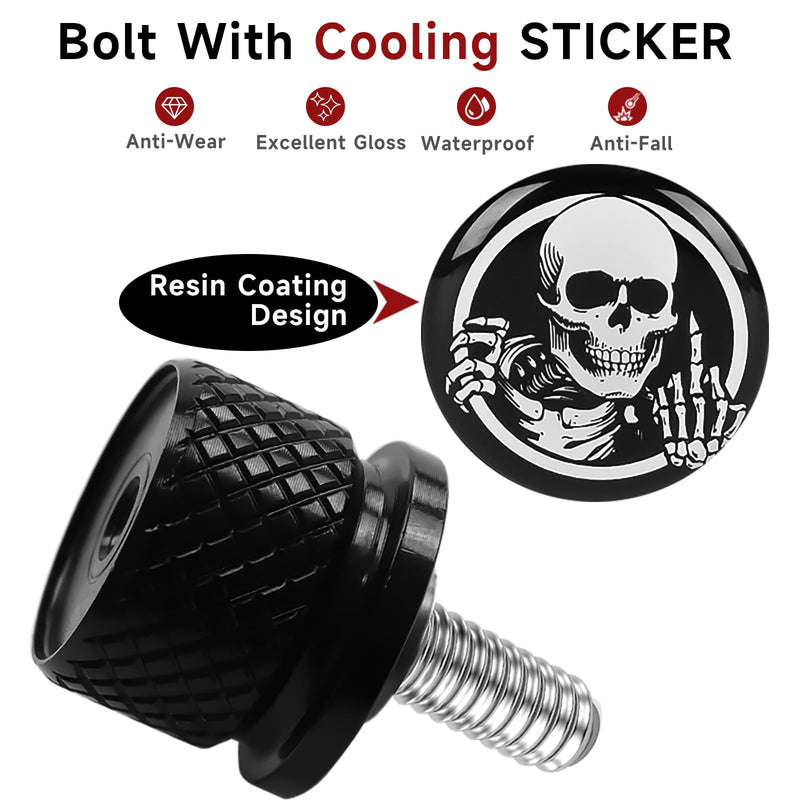 Motorcycle Stainless Knurled Fender Rear Seat Bolt Screw 1/4"-20 Thread for Harley Davidson Touring Sportster Softail Dyna CVO Fatbob Electra Glide Street Glide 1996-2025 Black