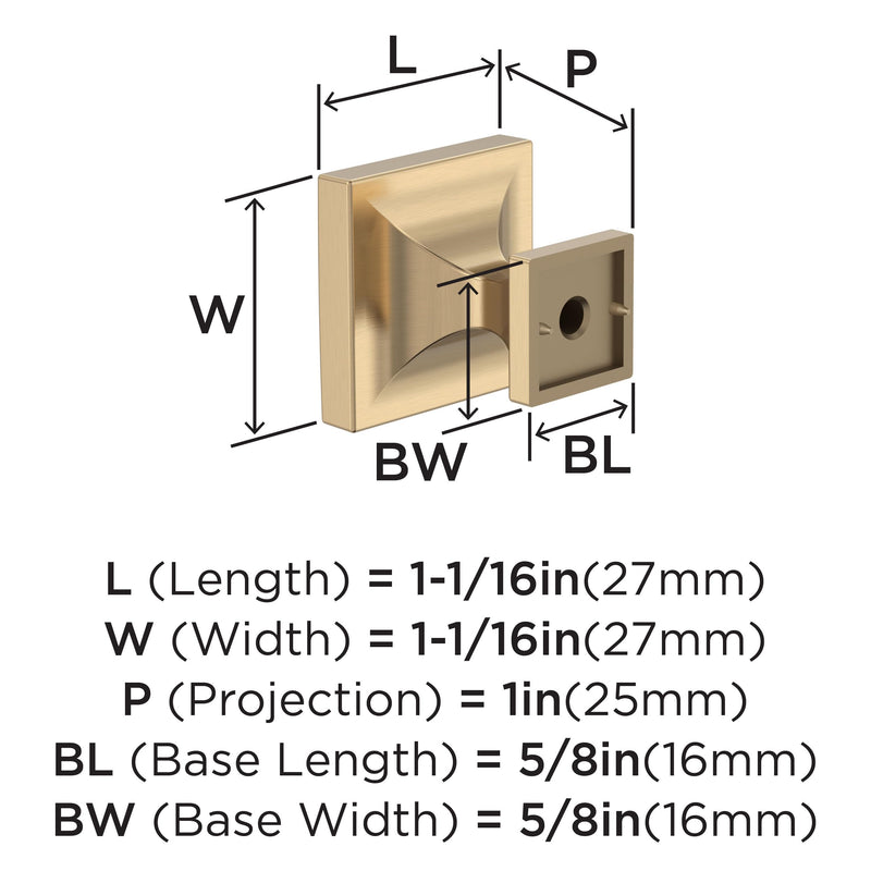 Amerock 10BX37024CZ | Champagne Bronze Cabinet Knob | 1-1/16 inch (27 mm) Length | 10 Pack | Pedestal | Furniture Hardware