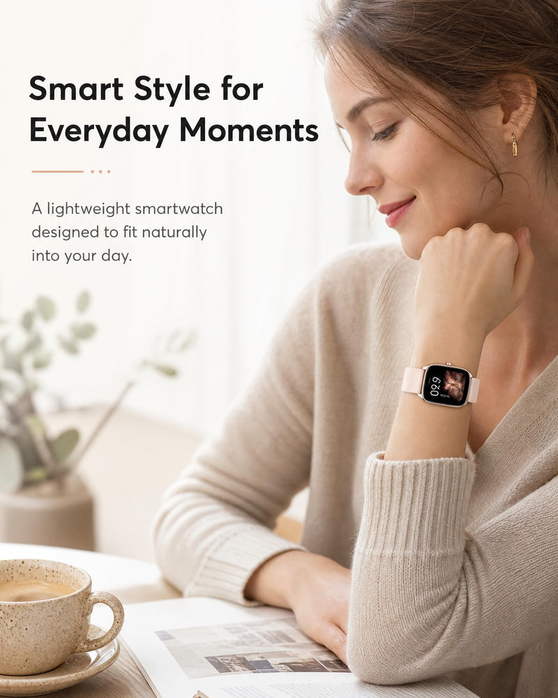 Smart Watch for Men Women, 1.85" HD Touch Screen Smartwatch with Bluetooth Answer/Make Calls, Fitness Tracker Compatible with iPhone Samsung Android iOS Light Pink