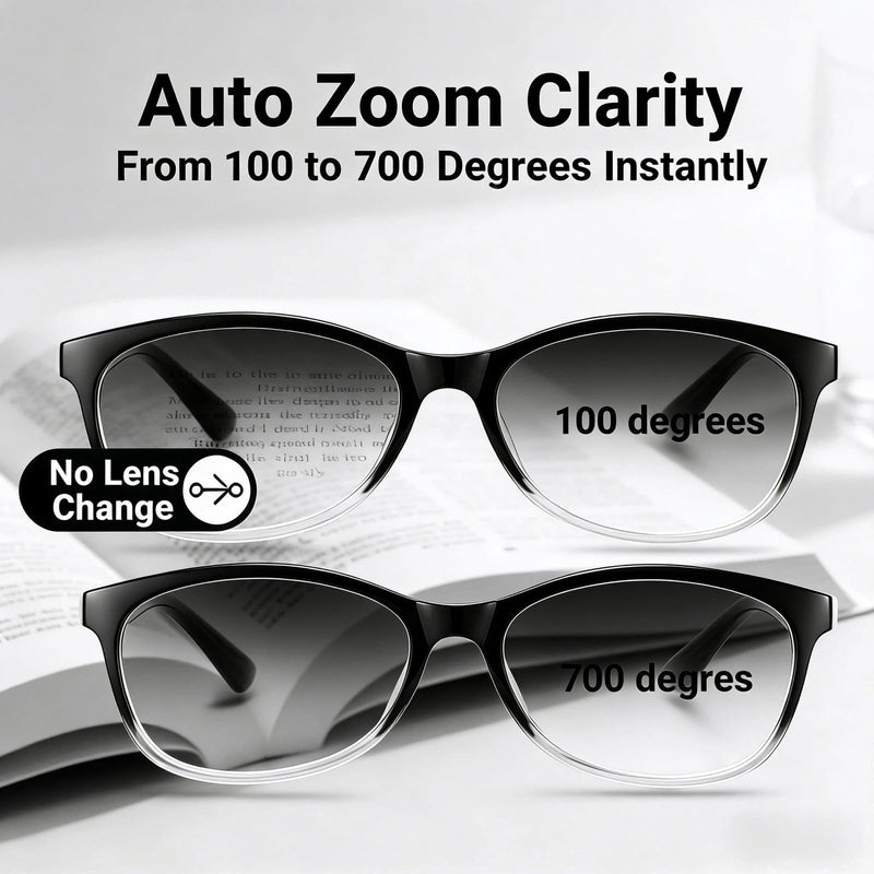 Auto Focus Reading Glasses for Men & Women - Auto Adjust Glasses From +0.50 to +2.50, Flexible Frame Eyeglasses for Small Print, Computer Screen & Close Work