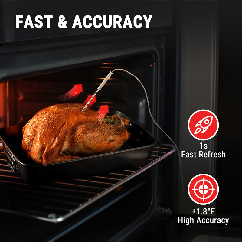 ThermoPro TP717 Digital Meat Thermometer for Grilling, Backlit Grill Thermometer Meat Thermometer Oven Safe with 2 Meat Probes, Food Thermometer for Cooking with Temp Alert for Smoker, BBQ, Oven