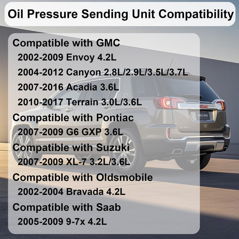 D1843A Oil Pressure Sensor, 12635957 Oil Pressure Sending Unit Compatible with GMC Envoy Canyon & Chevy Colorado Equinox Trailblazer Malibu Impala & Buick Lacrosse Enclave Rainier & Cadillac SRX