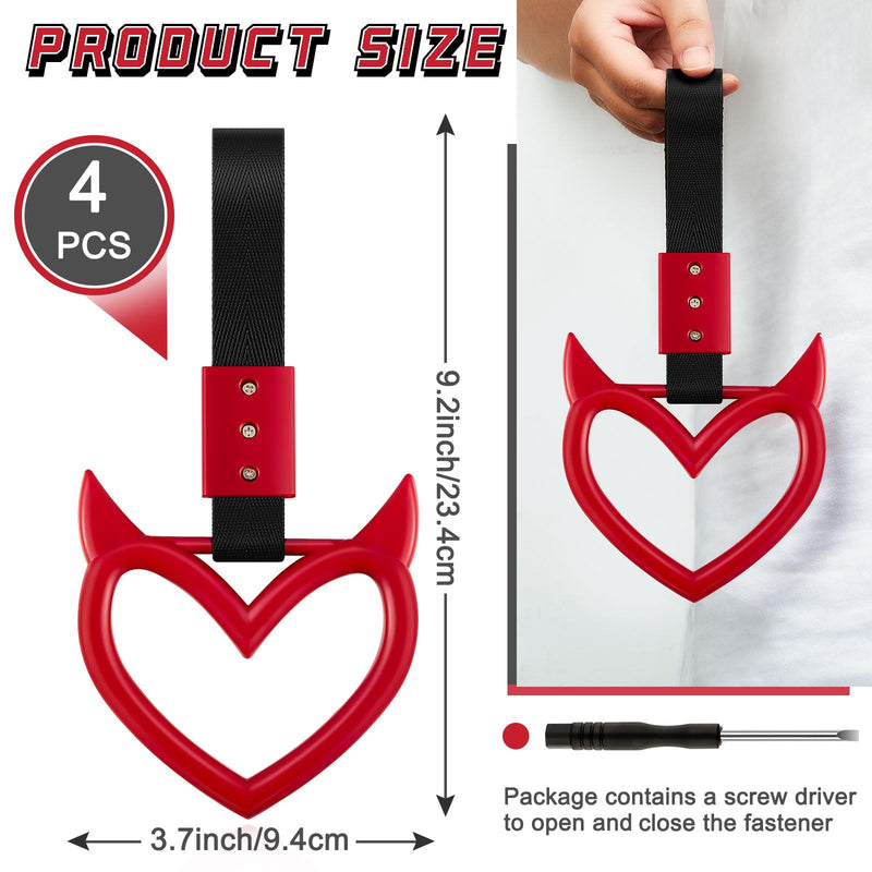 Fabbay 2 Pieces Heart Handle Keychains Car Accessory Heart Hand Strap Drift Charm for Car Interior Exterior Decoration(Red,Devil Style) Red Devil Style