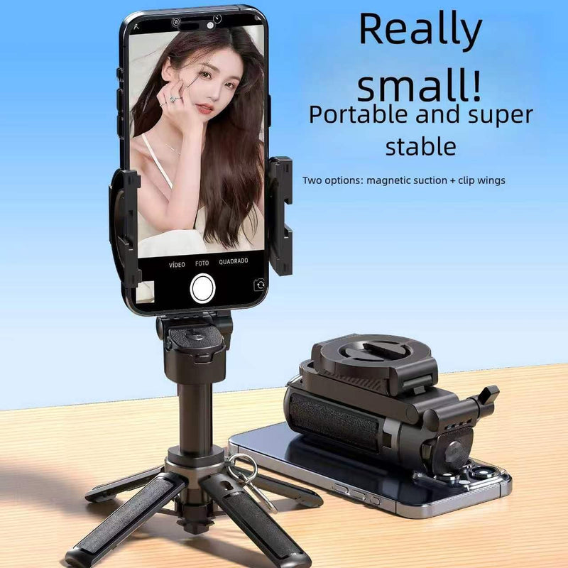 6-in-1 Magnetic Mini 20.5'' Selfie Stick for iPhone with LED Light. Can Converts into Mini Tripod/Phone Camera Grip/Handheld Stabilizer/Phone Stand. Selfie Stick with Rechargable Remote