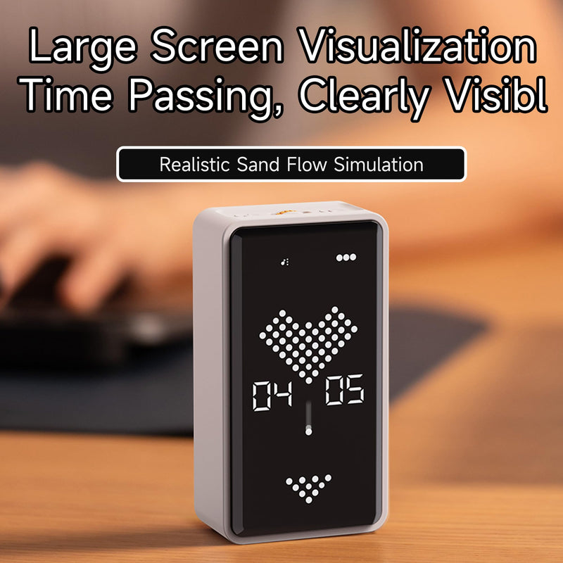 Digital Hourglass Timer, Rechargeable Magnetic Visual Timer with Large LED Display, Adjustable Volume for Classroom, Cooking, Fitness, Baking, Kids Learning & Teaching (White) White