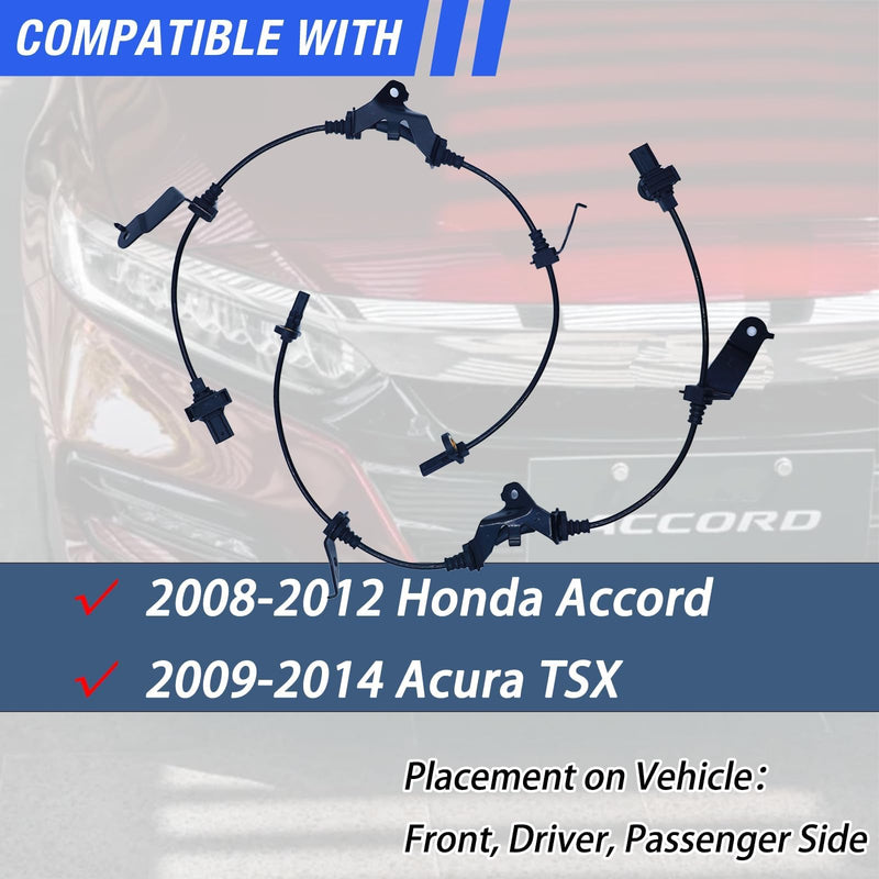 ABS Wheel Speed Sensor Front Left Right Compatible with 2008-2012 Honda Accord 2009-2014 Acura TSX Driver Passenger Side ABS Sensors # 57450-TA0-A01 57455-TA0-A01 2Pcs