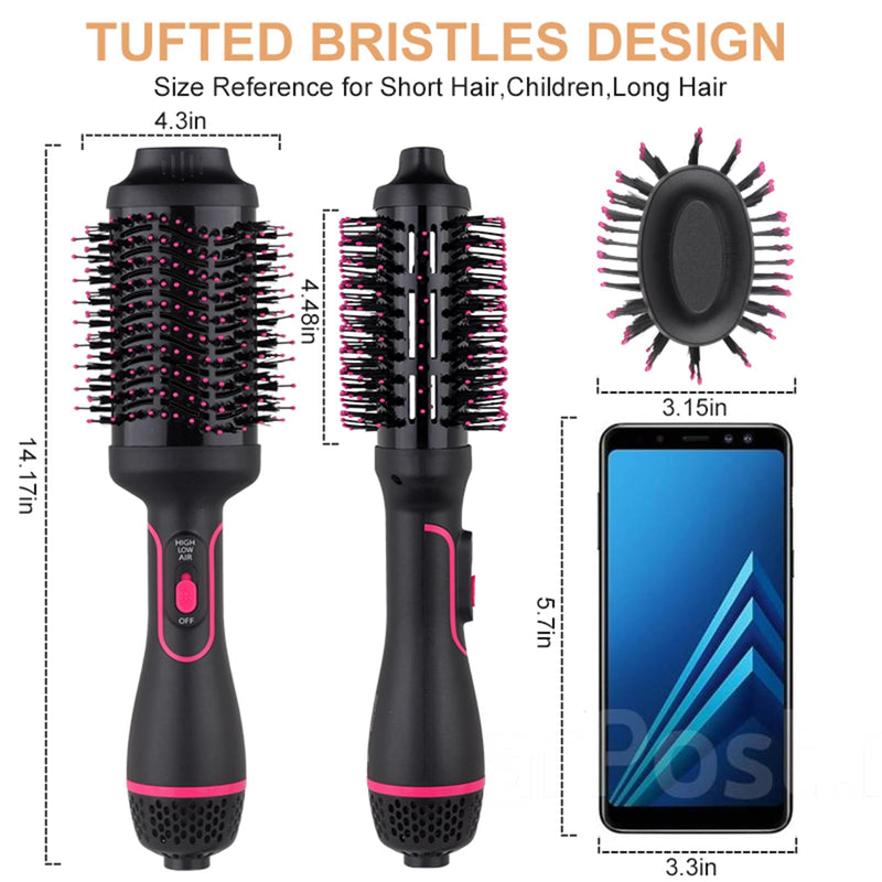 Hair Dryer Brush-Hot Air Brush with Blow Dryer Brush One-Step Hair Dryer and Volumizer, Air Curler, Hair Dryer, Hair Straighteners, Hair Wrapper,4 in 1 Hot Air Styling Brush（Pink Black） Pink Black