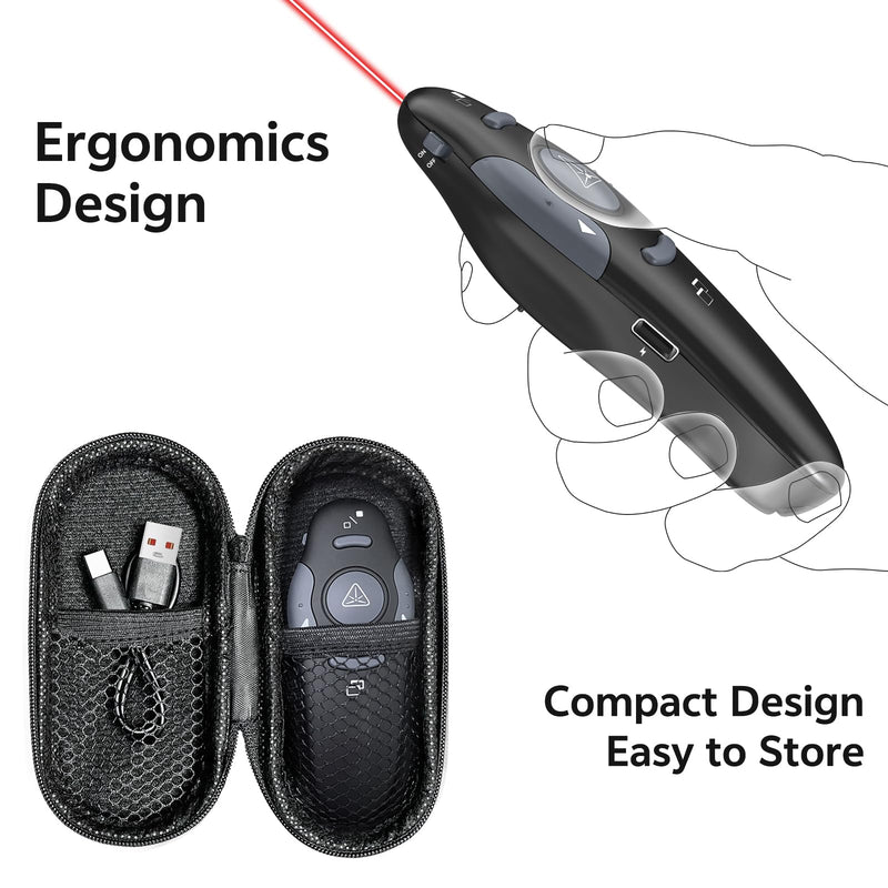 [4 Units] Presentation Clicker with 4 Cases: PowerPoint Wireless Presenter Remote USB Type C Rechargeable Red Laser Pointer Clickers Computer Project Mac PPT Slideshow Google Slide Advancer 4 Units Red Laser
