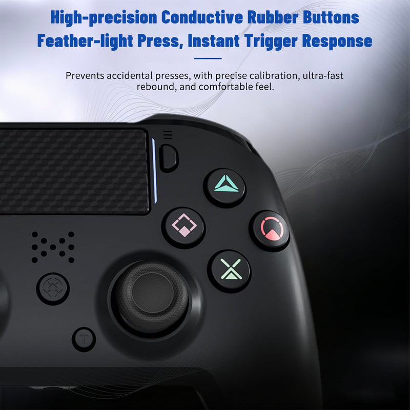 Jersonn Wireless Controller Compatible with PS4/Pro/Slim/PC, with Dual Vibration, 1200mAh Battery, 6-Axis Motion Sensor, Built-in Speaker & 3.5mm Headphone Jack, Charging Cable (Black) Black