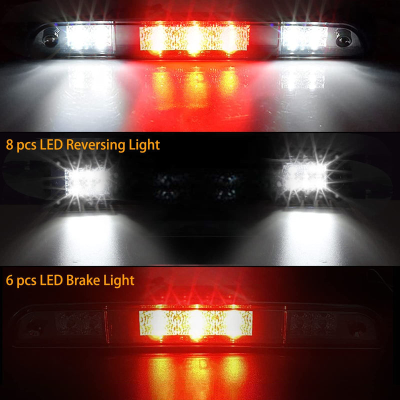 3rd Brake Light for 1992 1993 1994 1995 1996 1997 Ford F150 F250 F350 Third Brake Light LED Bronco Tail Light Cargo Light Cab Lamp Assembly-Smoke Lens 92-97