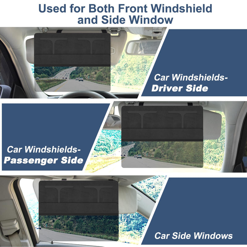 NAZZO Car Visor Extender Sun Blocker, Polarized Sunvisor Extension with Removable Magnetic PC Lens, Anti Glare Car Visor Extended for Safe Driving, Universal for SUV, Family Automotive, Black