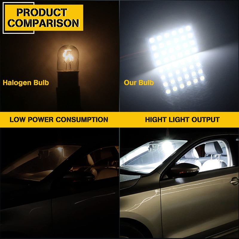 YM E-Bright 5-Pack White 5050 24SMD Led Panel Dome Light Lamp Auto Car Reading Interior Lamp DC 12V With T10 / BA9S / Festoon Adapters 24SMD-White