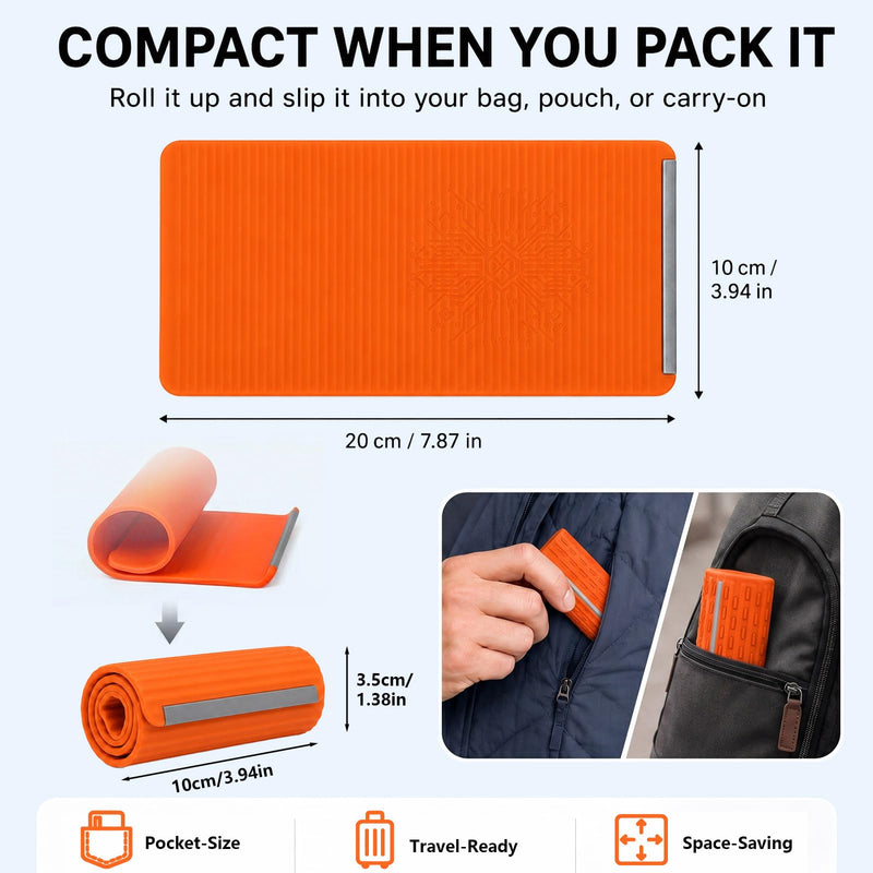 Airplane Phone Holder, Foldable Silicone Aluminum Phone Holder | Textured Non-Slip Surface Flexible Silicone Tablet Stand 0.12" Ultra-Thin Desktop Mount for Home Office Desk Travel Treadmill A-Orange-1PCS