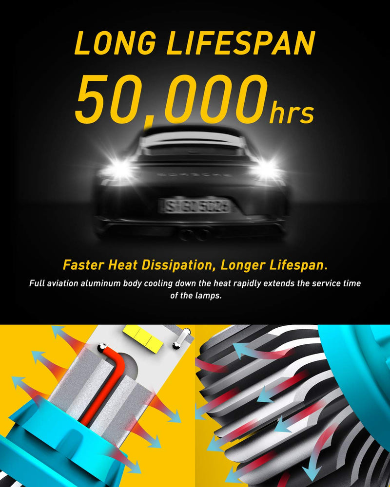 AUXITO Error Free 912 921 LED Bulb Reverse Lights Backup Lights 4000 Lumens/Pair Extremely Bright CSP 9-SMD 906 W16W T15 LED Bulbs Plug and Play for Backup Reverse Lights, 6500K White (Pack of 2)
