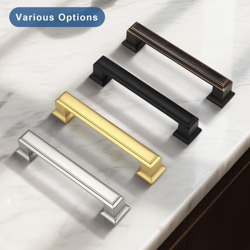 Knobonly 10 Pack 3-3/4 Inch Hole Center Oil Rubbed Bronze Cabinet Pulls, Heavy Duty Cabinet Kitchen Handles, Cabinet Hardware for Dressers Drawewr