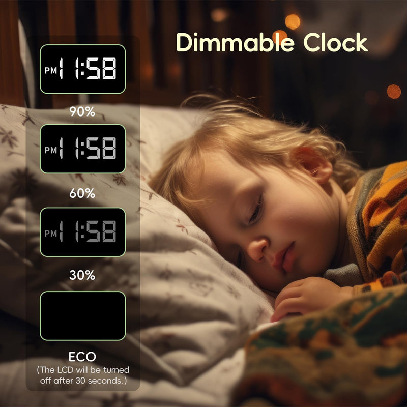 Sunrise Alarm Clock Wake Up Light, White Noise Sound Machine with 20 Soothing Sounds, 10 Night Lights, Bluetooth Speaker/Temp & Humidity/Rechargeable, Dimmable Clock Gift for Baby Kids Adults Dark Green Small