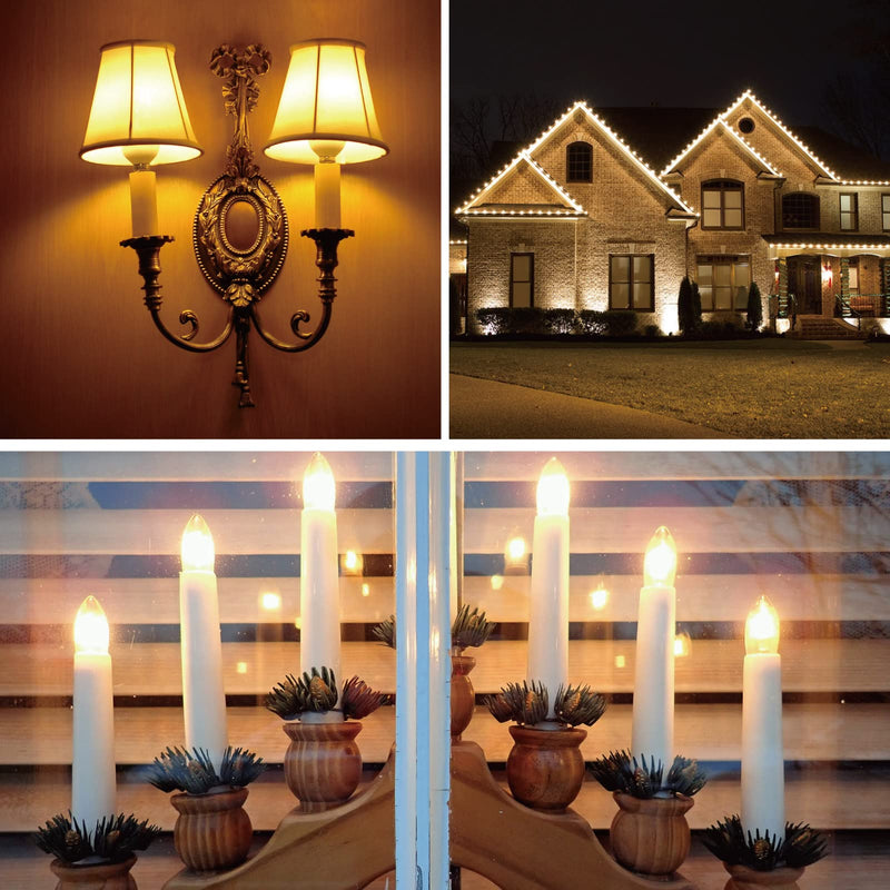Meconard C9 Led Replacement Christmas Light Bulbs, C9 Shatterproof Plastic Led Bulbs for Christmas Outdoor String Lights, E17 Intermediate Base, Commercial Grade Holiday Bulbs, Warm White, 50 Pack 50 Count (Pack of 1)