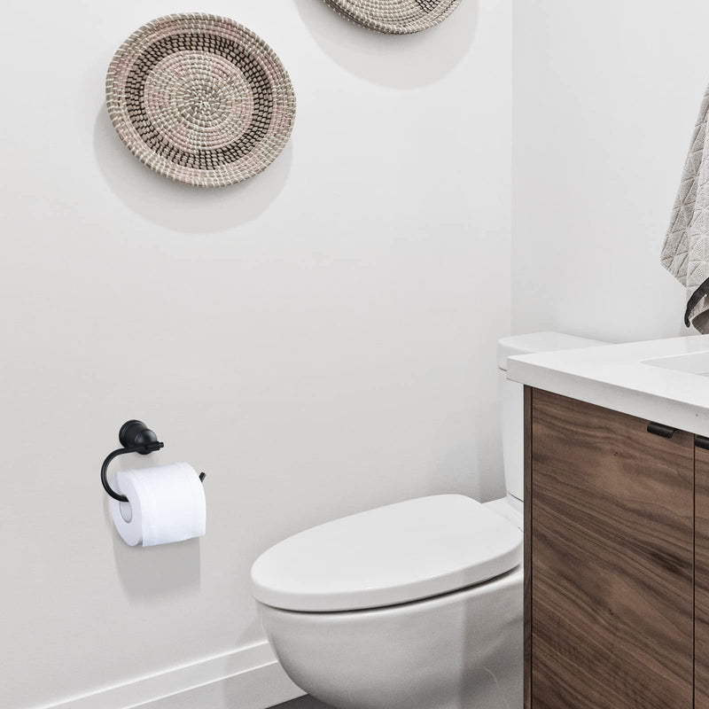 WOWOW Toilet Paper Roll Holder Wall Mount - Matte Black Bathroom Modern Toilet Papers Towels Roll Holders Wall Mounted, Stainless Steel Paper Roll Hand Towel Holders for Bathroom Kitchen Washroom Wall Black Toilet Paper Holder