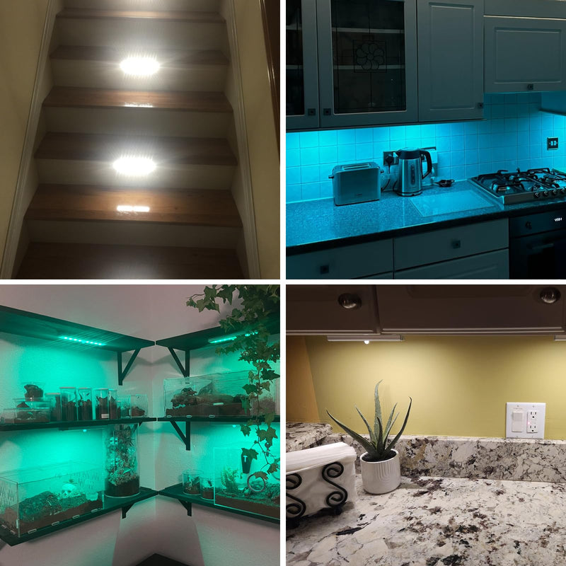 SZOKLED 58-LED Under Cabinet Lighting Wireless, RGB Motion Sensor Night Lights with Remote, 1100mAh Magnetic Under Cabinet Lights for Kitchen, Shelf, Stair, 15 Color (4 Pcs) Rechargeable / 4 Pack