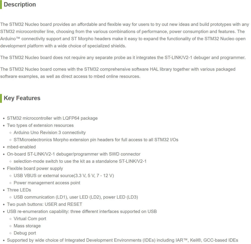 Waveshare NUCLEO-F446RE STM32 Nucleo Development Board with STM32F446RET6 MCU