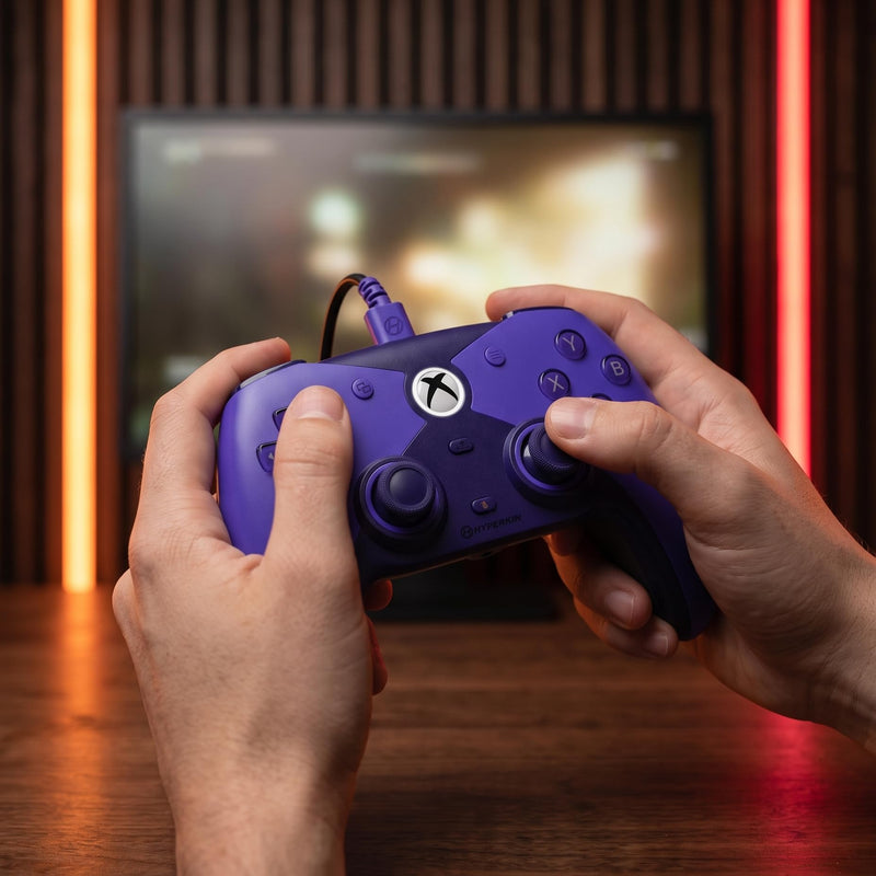 Hyperkin The Competitor Wired Controller for XBOX Series X|S, XBOX One & PC with Hall Effect Joysticks & Impulse Triggers; Symmetrical Layout & Precision D-Pad - Officially Licensed XBOX - Murasaki (Purple) Purple