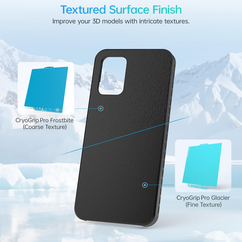 BIQU CryoGrip Pro Glacier for Bambu-Lab P1P/P1S/P2S/X1C/X1E/X2D/A1 3D Printers 257x257MM Build Plate Double Sided Fine Textured Surface Platform High Adhesion & Upgrade Removable Heated Bed Cover Glacier-Original(P1P/P1S/P2S/X1C/X2D/X1E/A1)