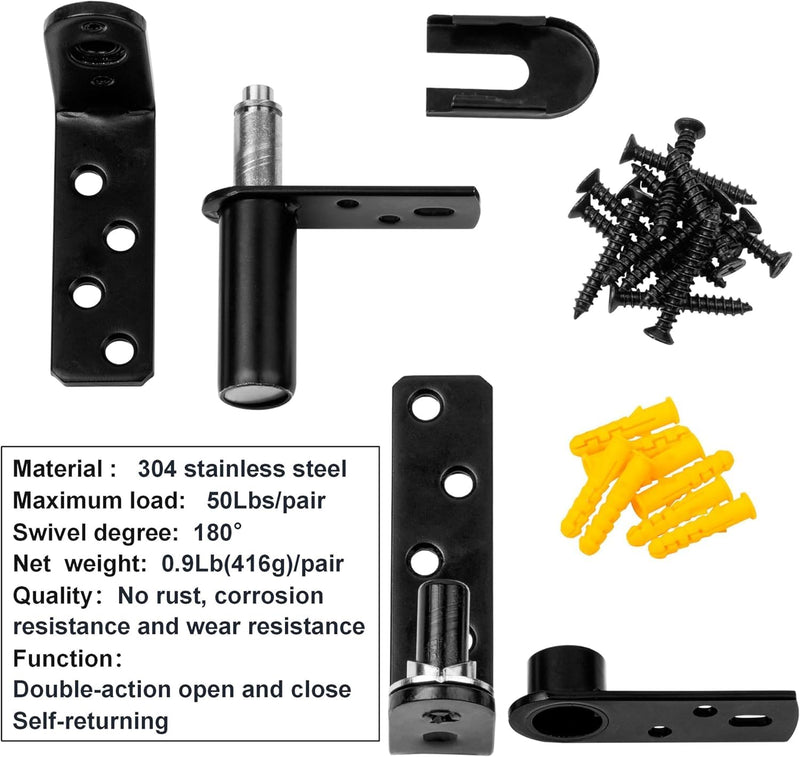 Double Swinging Saloon Door Hinge,304 Stainless Steel, 50Lbs Load Bearing | Acting Gravity Self Closing Hinges Hardware,Self-Closing For Swinging& Cafe/Bar Door,For 1 Door ClassicBL