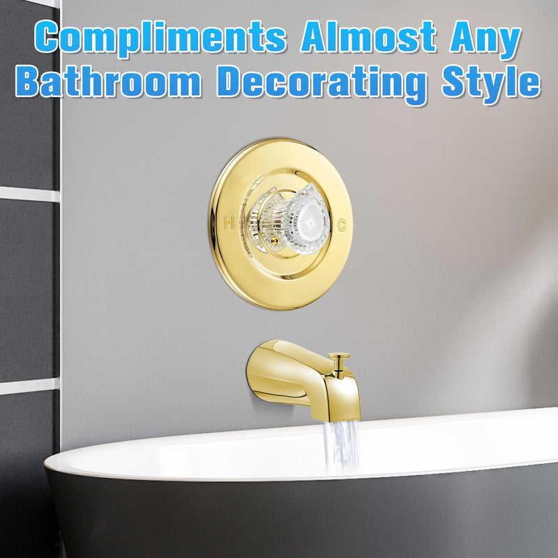 Enhon Tub and Shower Trim Kit, Shower Trim Compatible with Moen Chateau T470 Single Handle Tub/Shower Standard Valve, Escutcheon Screws Tube and Handle(Polished Brass) Polished Brass