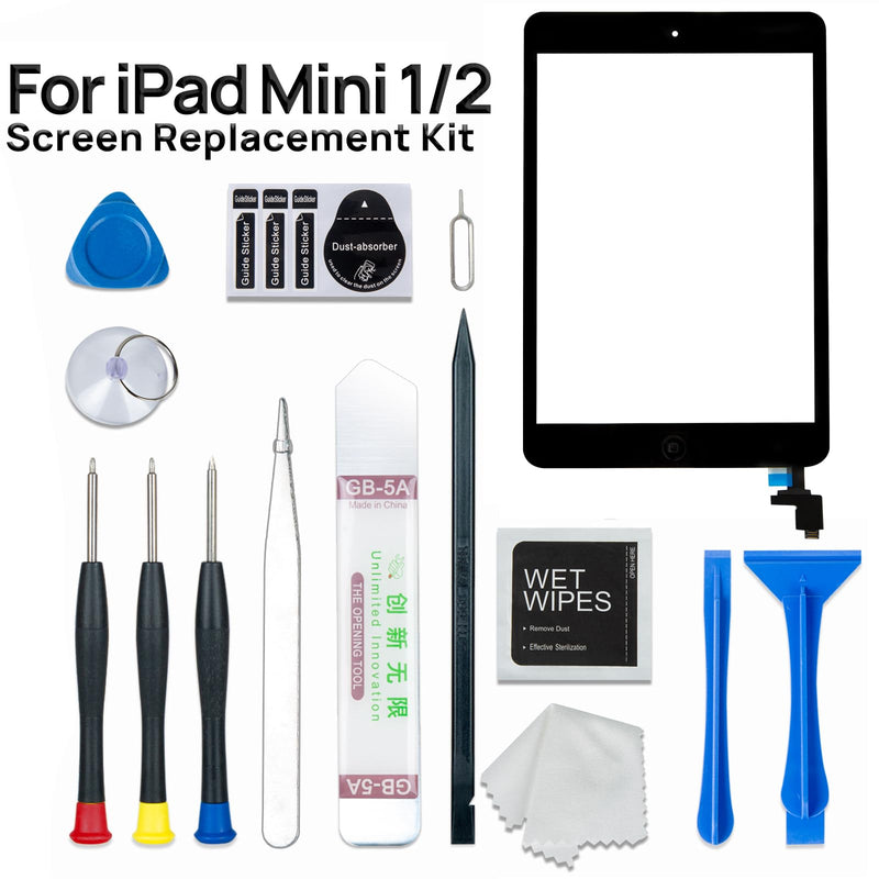 Screen Replacement Digitizer for iPad mini 1/2 Screen Generation, Touch Glass Compatible with iPad mini A1432 A1454 A1490 A1489, with Home Button and Tool Set