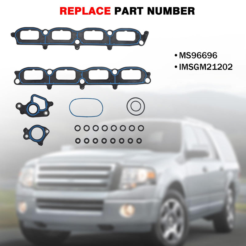 ZONFANT Manifold Gasket Set Compatible with Ford Lincoln Vehicle 2004-2014 Expedition F150 F250 F350 Super Duty, 2005-2014 Navigator Mark LT 5.4L SOHC Vin 5 V, Replace#MS96696