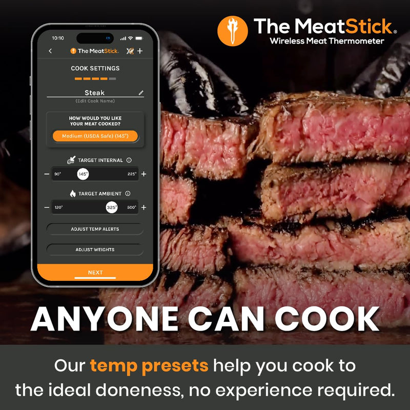 MeatStick X – Smart Wireless Meat Probe for Grilling, Smoking & BBQ | 500ft+ Bluetooth Range | Works in Oven, Smoker & Grill MeatStick X Set (500ft+ Range)